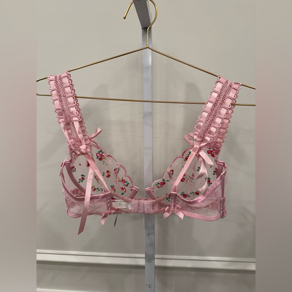 For Love And Lemons Pink Floral Embroidered Bra - Picture 6 of 6